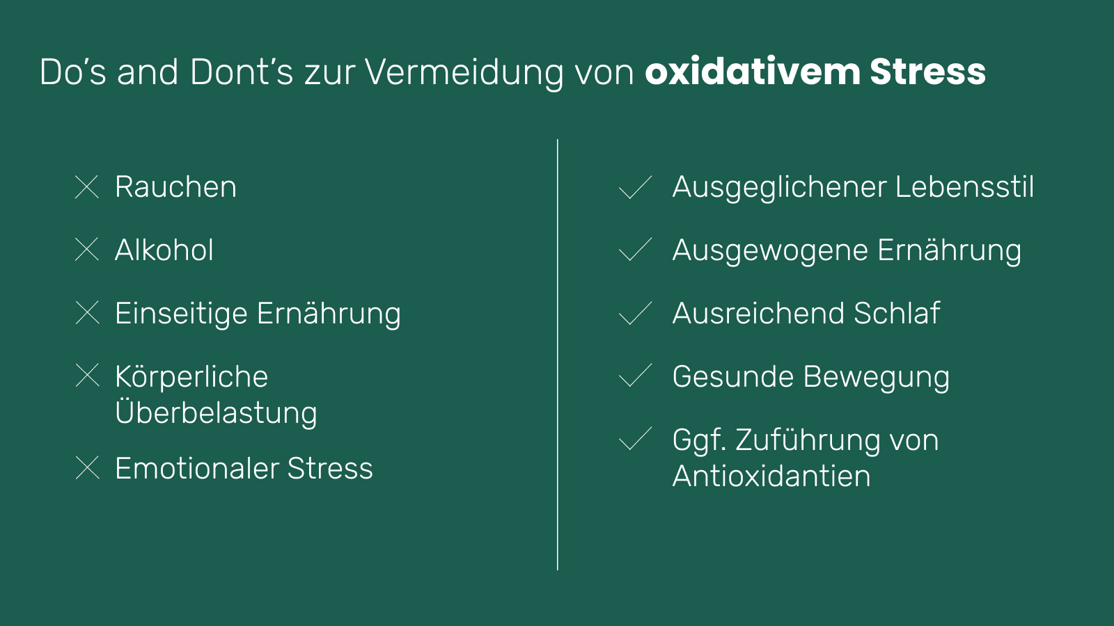 Oxidativer Stress: Do's and Dont's